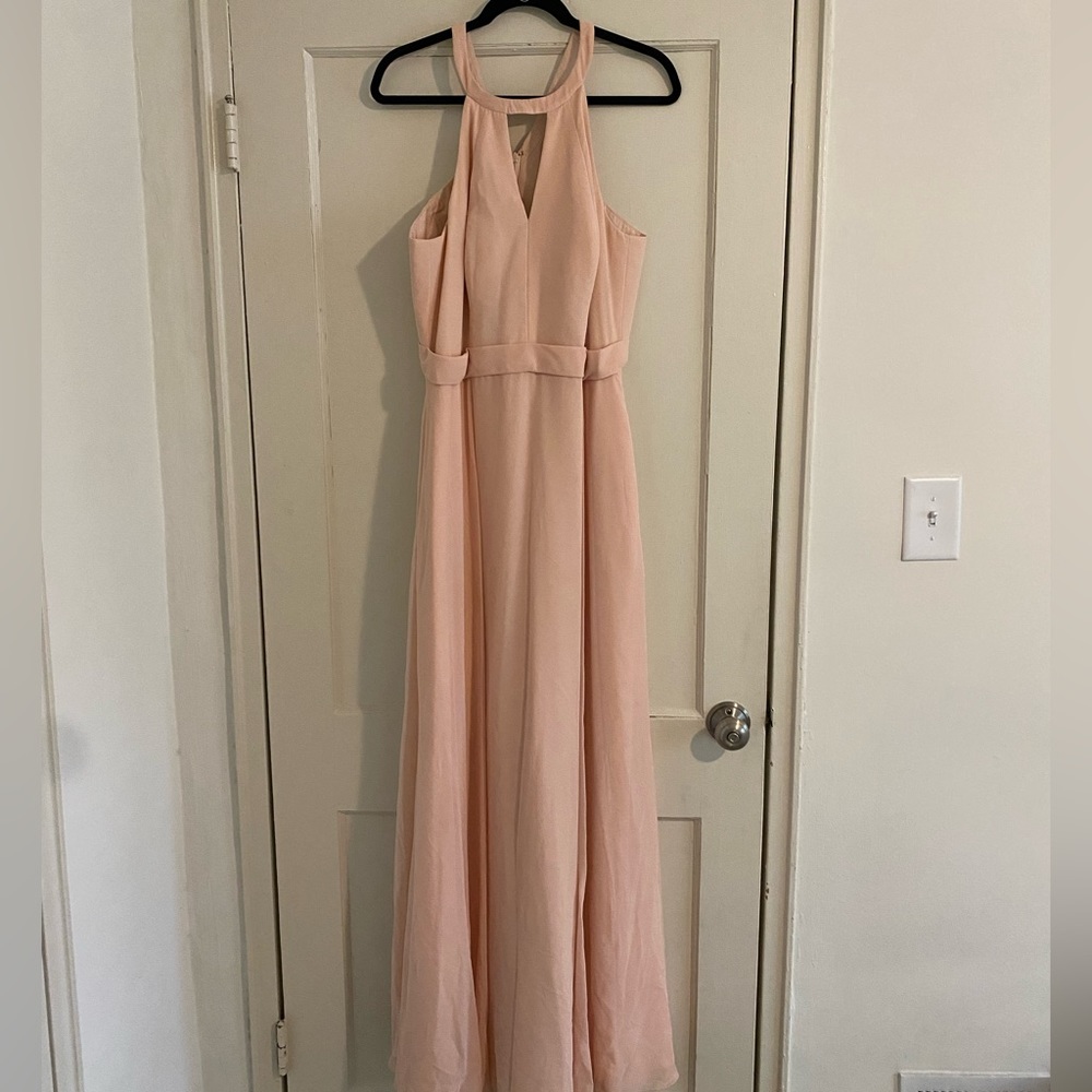 Azazie Melody blush bridesmaid dress